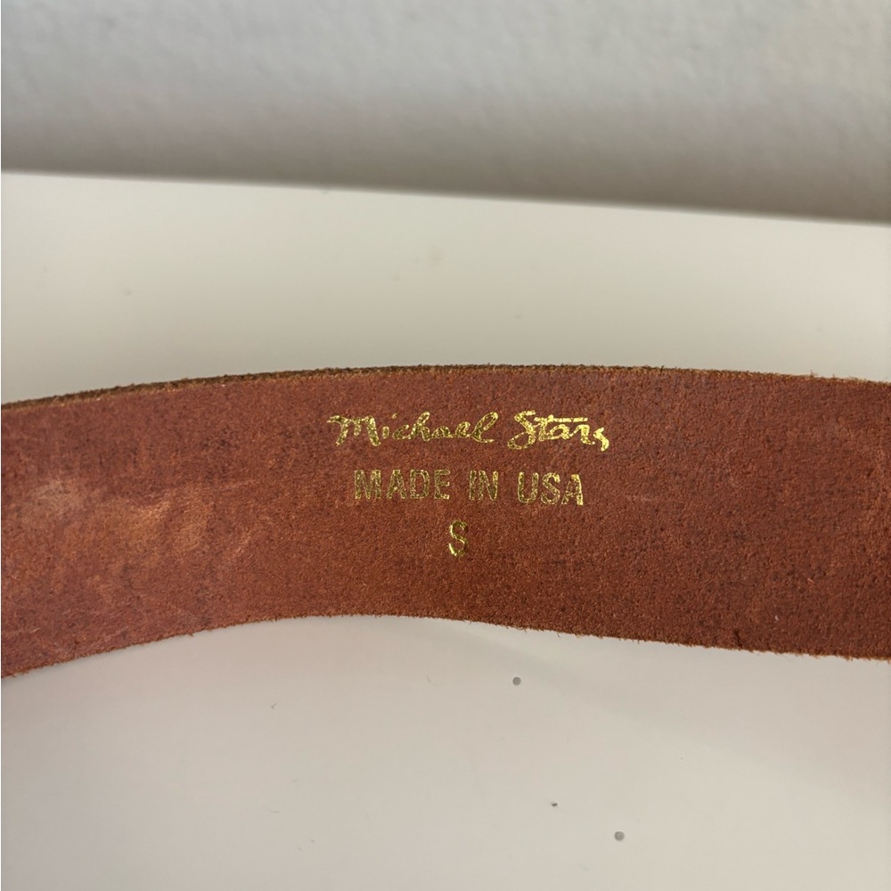 MICHAEL STARS AGATE BUCKLE REAL LEATHER BELT S - Picture 3 of 5